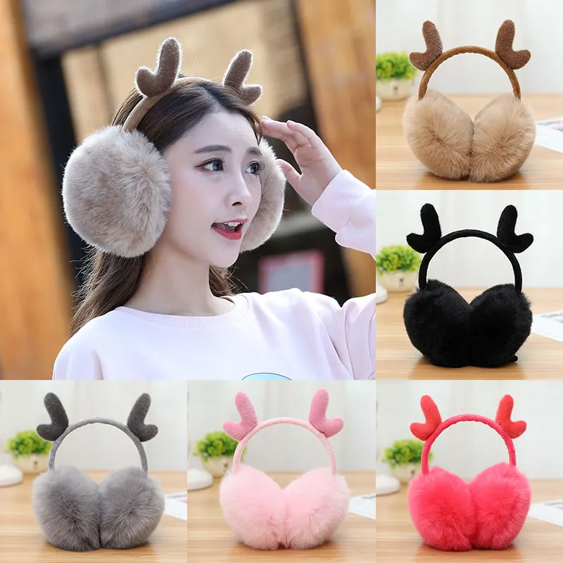 

Christmas Elk Ear Warmers Cute Earmuffs For Women Deer Ear Warmers Antlers Winter Warm Windproof Cold Resistant Ear Protection