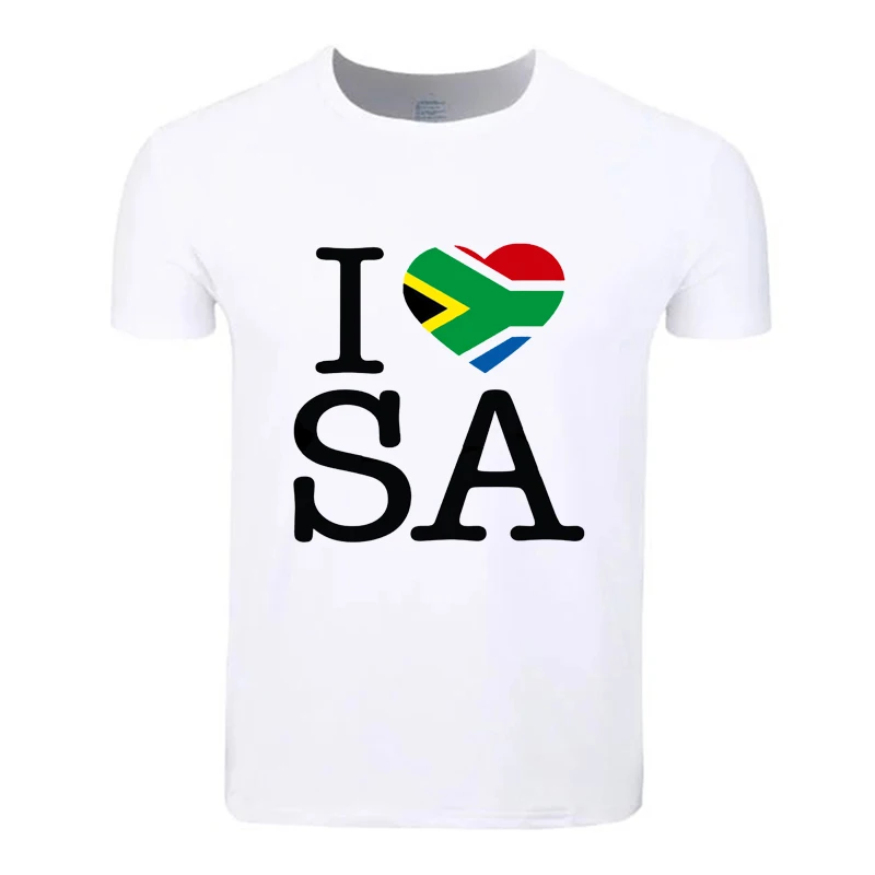 Летняя хлопковая Футболка с принтом южноафриканского флага для студентов