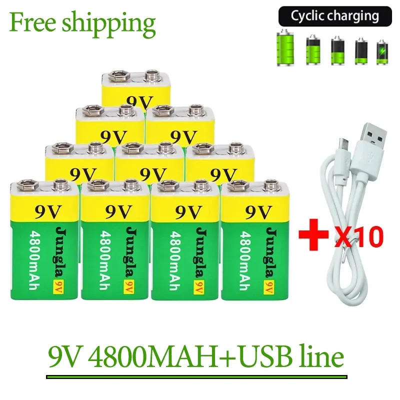 

Rechargeablebattery Original9V 4800mAh Li-ion Micro USB Batteries 9 V Lithium for Multimeter Microphone Toy Remote ControlKTVuse