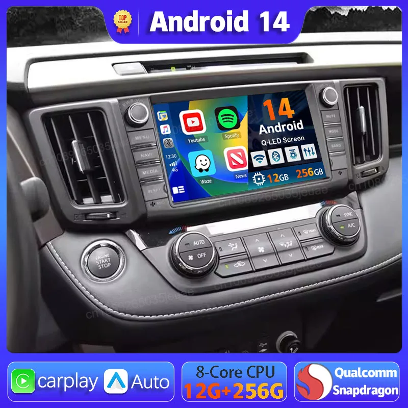 Автомобильное радио Android 14 для Toyota RAV4 Rav 4 2013 2014 2015-2019 Carplay Авто GPS-навигация DSP 360