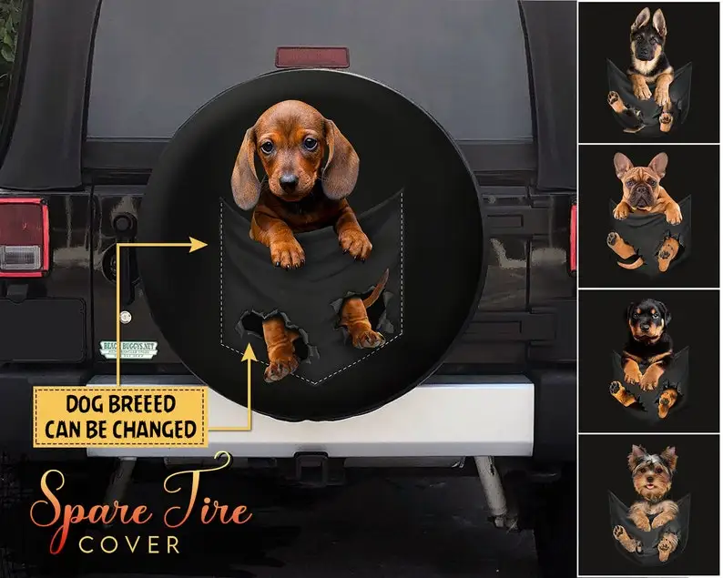 

Personalized Your Dog Breeds Spare Tire Cover, Pet Spare Tire Cover For Jeep, Funny Dog Pocket Spare Tire Cover gifts, Backup