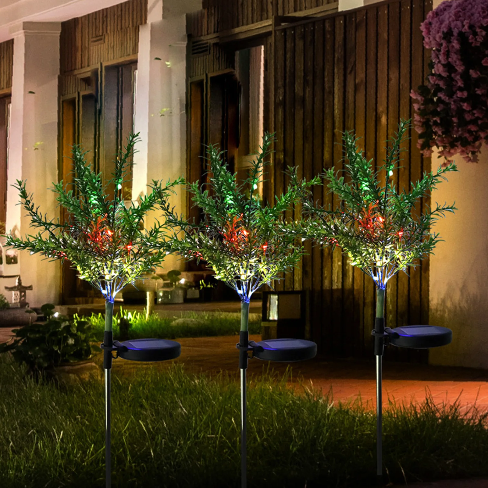 

2 Pcs Solar Garden Lights Waterproof Ground Plug Outdoor Garden Stake Lights Color Changing Christmas Decorative Landscape Light