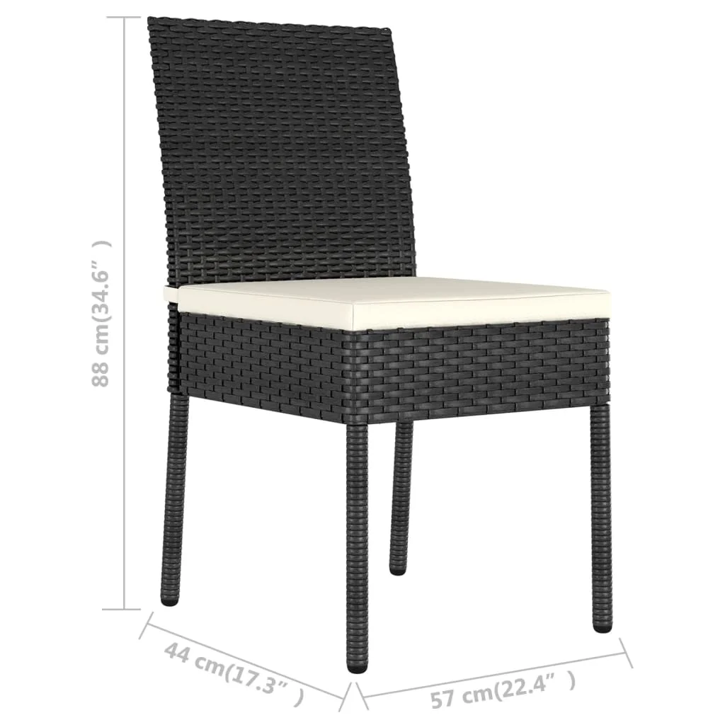 

Outdoor Patio Dining Chairs Deck Porch Outside Furniture Set Garden Lounge Decor 2 pcs Poly Rattan Black