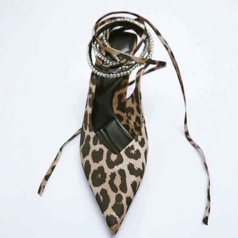 

Женские туфли-лодочки с леопардовым принтом, со сменными ремешками