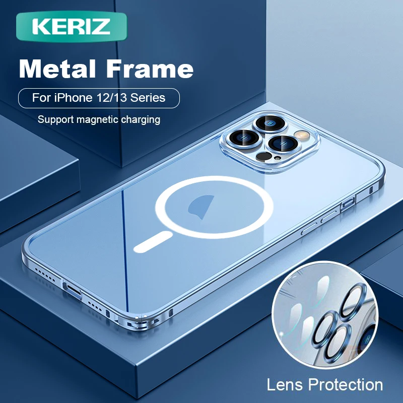 Для iPhone 12 Pro 13 Max Роскошная металлическая рамка прозрачная задняя пленка для