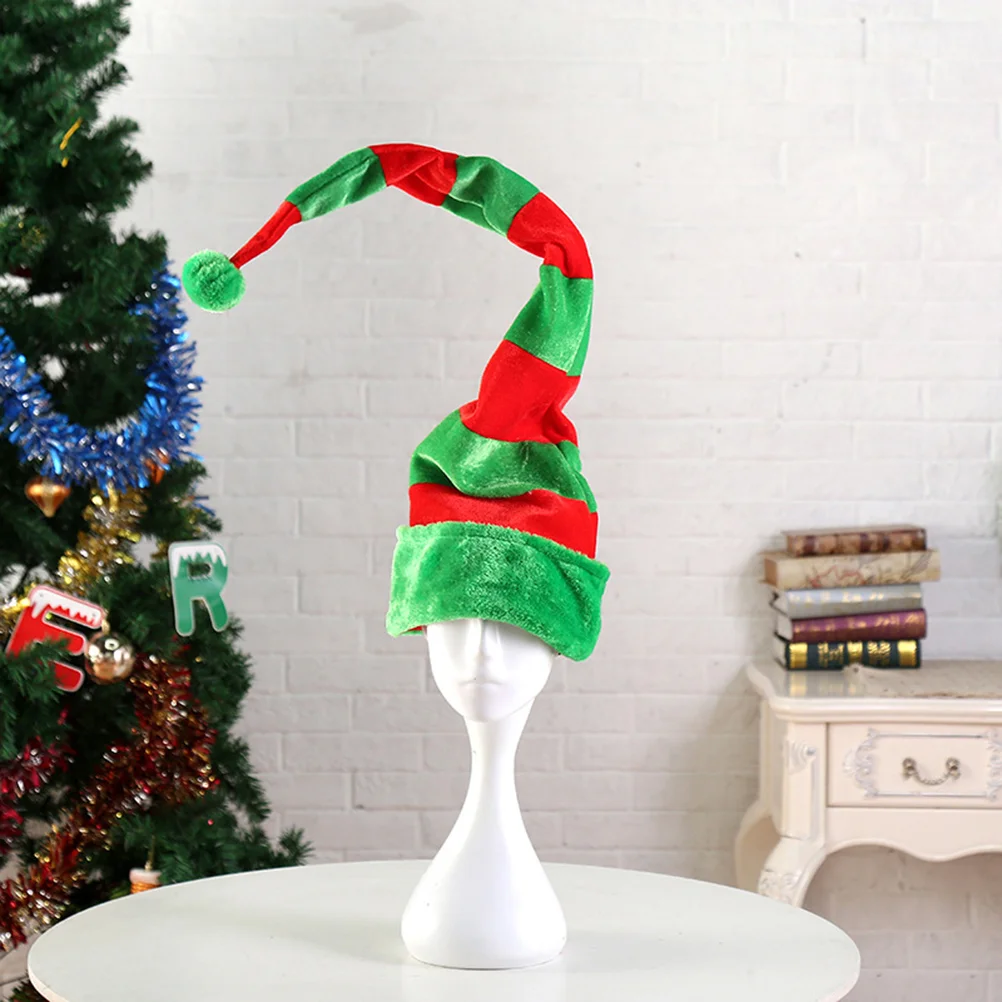 

Christmas Green Hat Props: Xmas Holiday Costume Favors Long Gnome Headdress Tree Topper