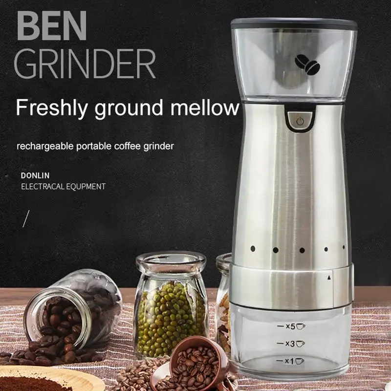 

New Arrival Portable Electric Coffee Grinder Small USB Charging Upgrade Automatic Coffee Bean Mill Grinder 304 Stainless Steel