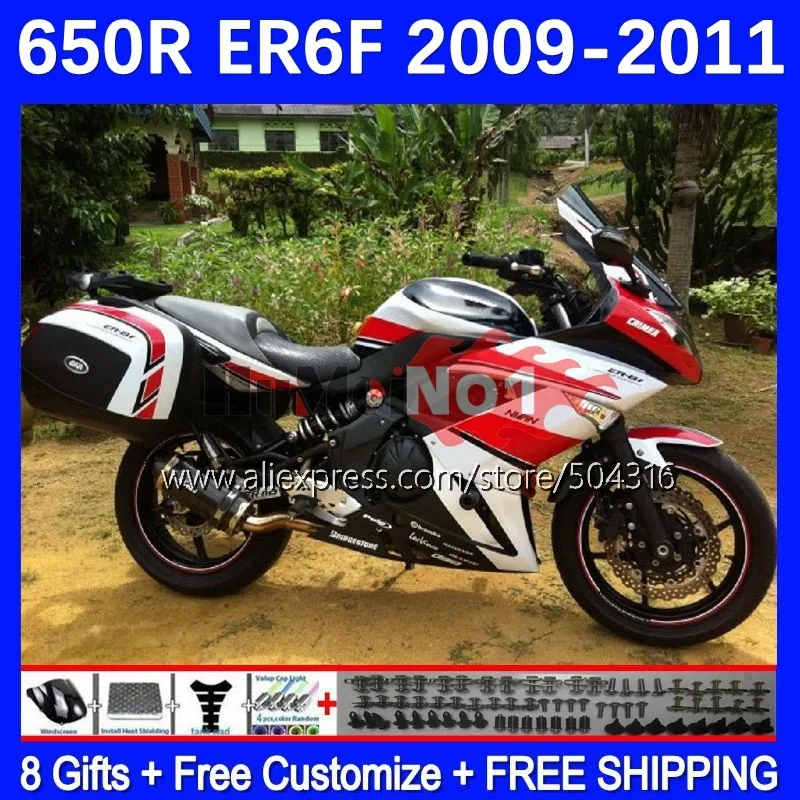 

OEM Body For KAWASAKI NINJA 650R ER6F ER 6F 09-11 ER-6F 09 10 11 174MC.23 ER6 ER 6 F 650 R 2009 2010 2011 Fairings white red
