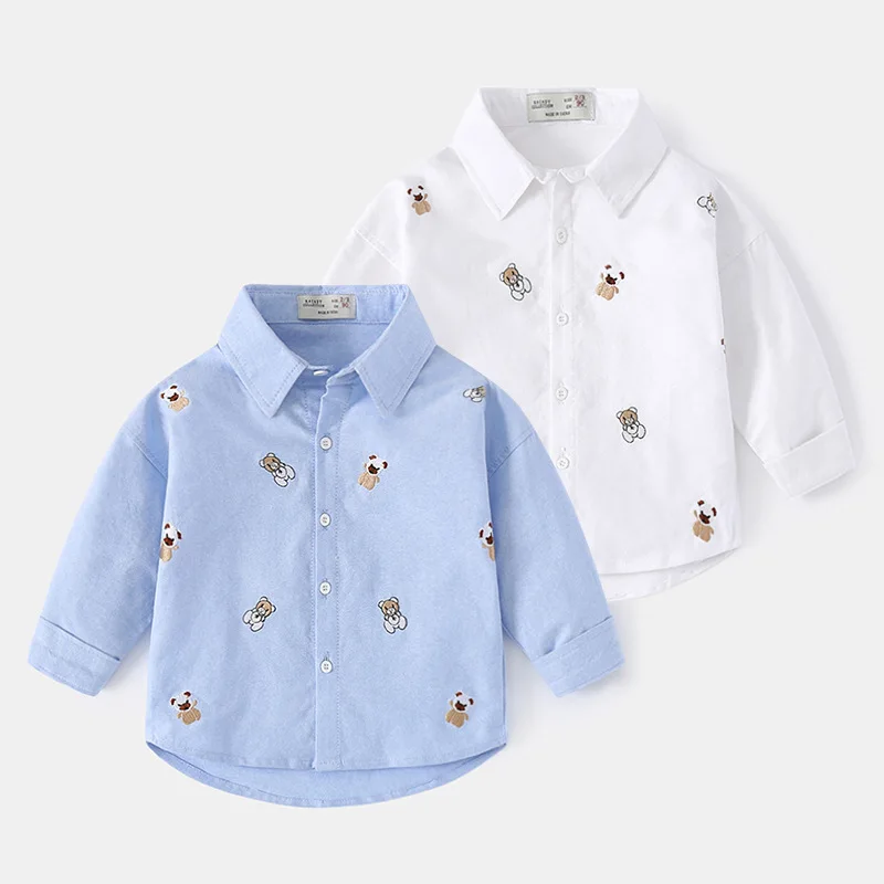 Купи 2022 Spring and Autumn Long Sleeve Shirt Solid Color Clothes Shirt Pure Cotton Fashion New Baby Boys Shirt Baby Cartoon Top за 784 рублей в магазине AliExpress