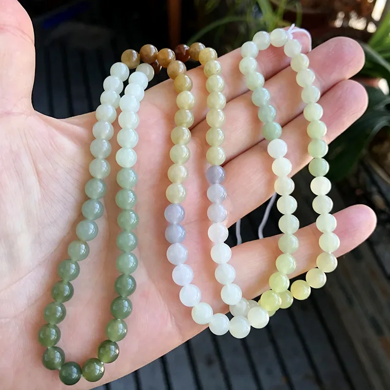 Браслет из натуральных нефритовых бусин Duobao 6 мм постепенное изменение цвета
