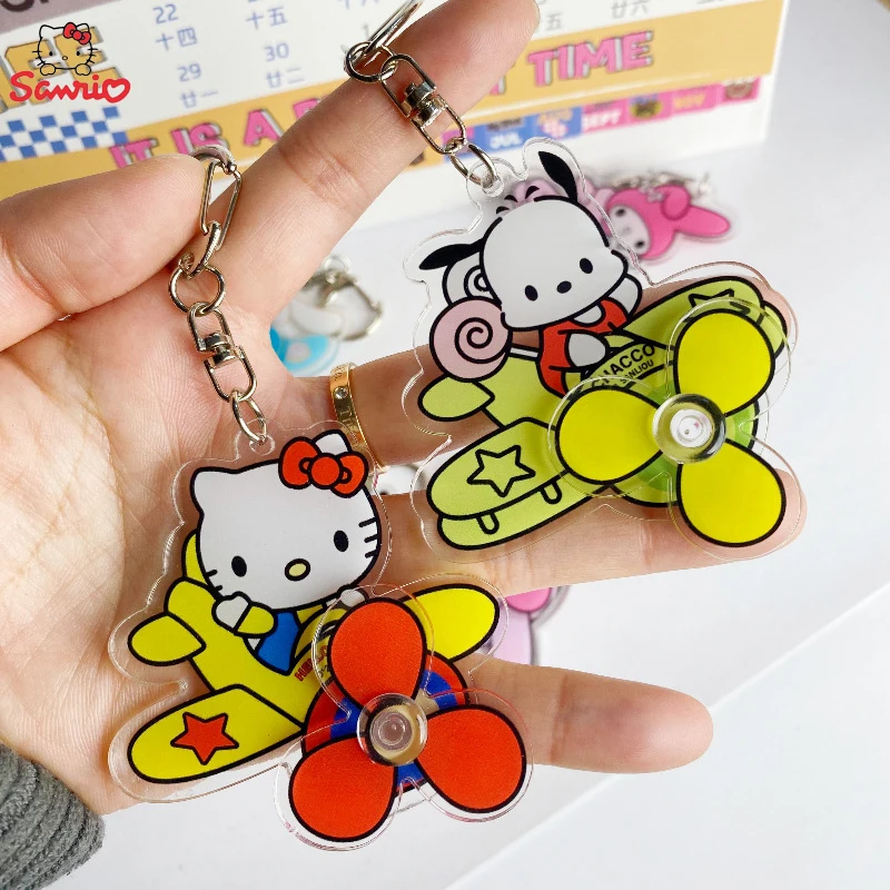 Акриловый брелок Sanrio HelloKitty Kuromi Cinnmoroll Melody милый рюкзак для студентов вращающийся