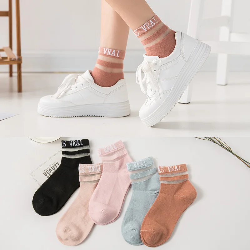 

Cotton Socks Female Japanese Sweets 10 Pairs White Women Stripe Print Funny Letter Happy Kawaii Short Long Style Fun Cute Woman