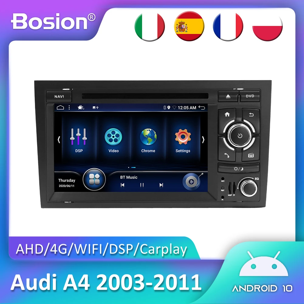 

Автомагнитола Bosion на Android 10, Автомобильный мультимедийный DVD-плеер для Audi A4 2003-2011, GPS-навигация, экран IPS, DSP, Carplay, Авторадио 2 DIN