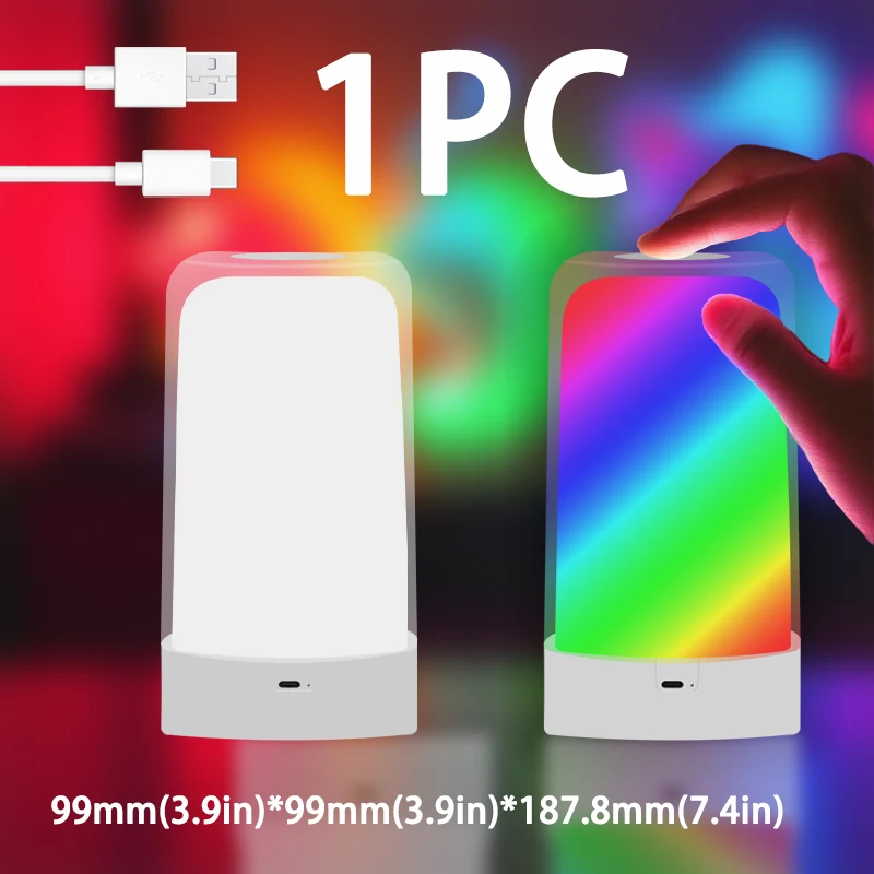 

Настольная Лампа С RGB-сенсором И Регулируемой Яркостью, USB-подсветка С Изменением Цвета