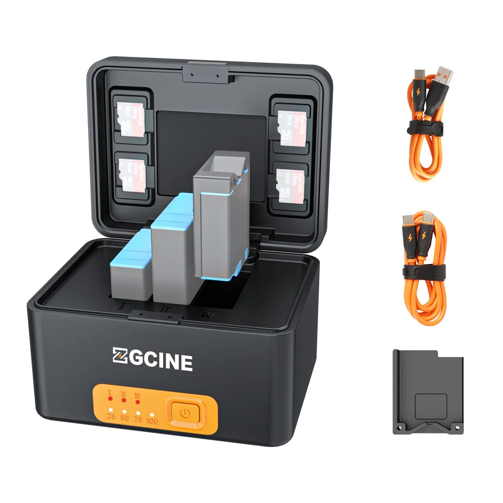 

ZGCINE PS-G10 10400mAh For GoPro 10 9 Battery Charger Box Smart Charging Case Power Bank 3 TF Card Reader Battery Storage