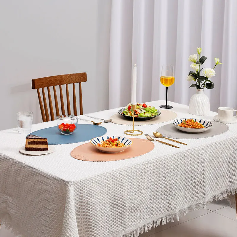 

Faux Leather Heat Resistant Placemats Premium Quality Elegant Dining Table Waterproof Washable PU Oval Mats Easy Clean Anti-Slip