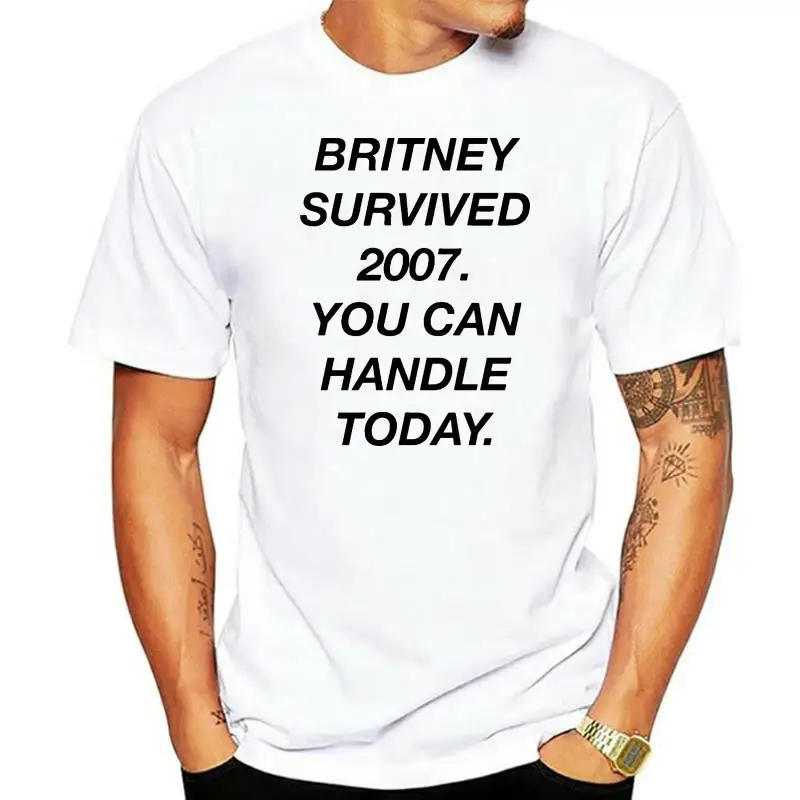 

Britney выжила 2007 вы можете обратиться сегодня с буквами в стиле Харадзюку печать памятное время Женская Эстетическая футболка