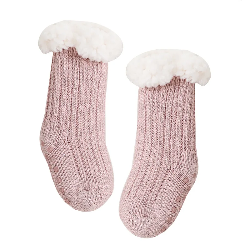 

Baby Socks Warm Winter Socks for 1-5Y Kids Thickened Non-Slip Floor Socks Red/Pink Girls Stocking Baby Gifts