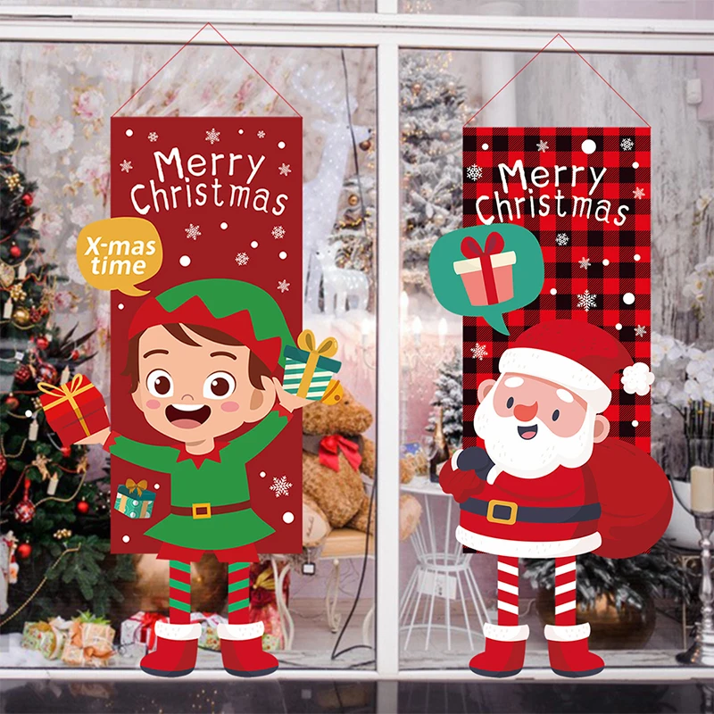 

Подвесной флаг с надписью "Merry Christmas", украшение для двери, баннер для украшения стен, Рождественский женский подарок, милая Нетканая ткань с ...