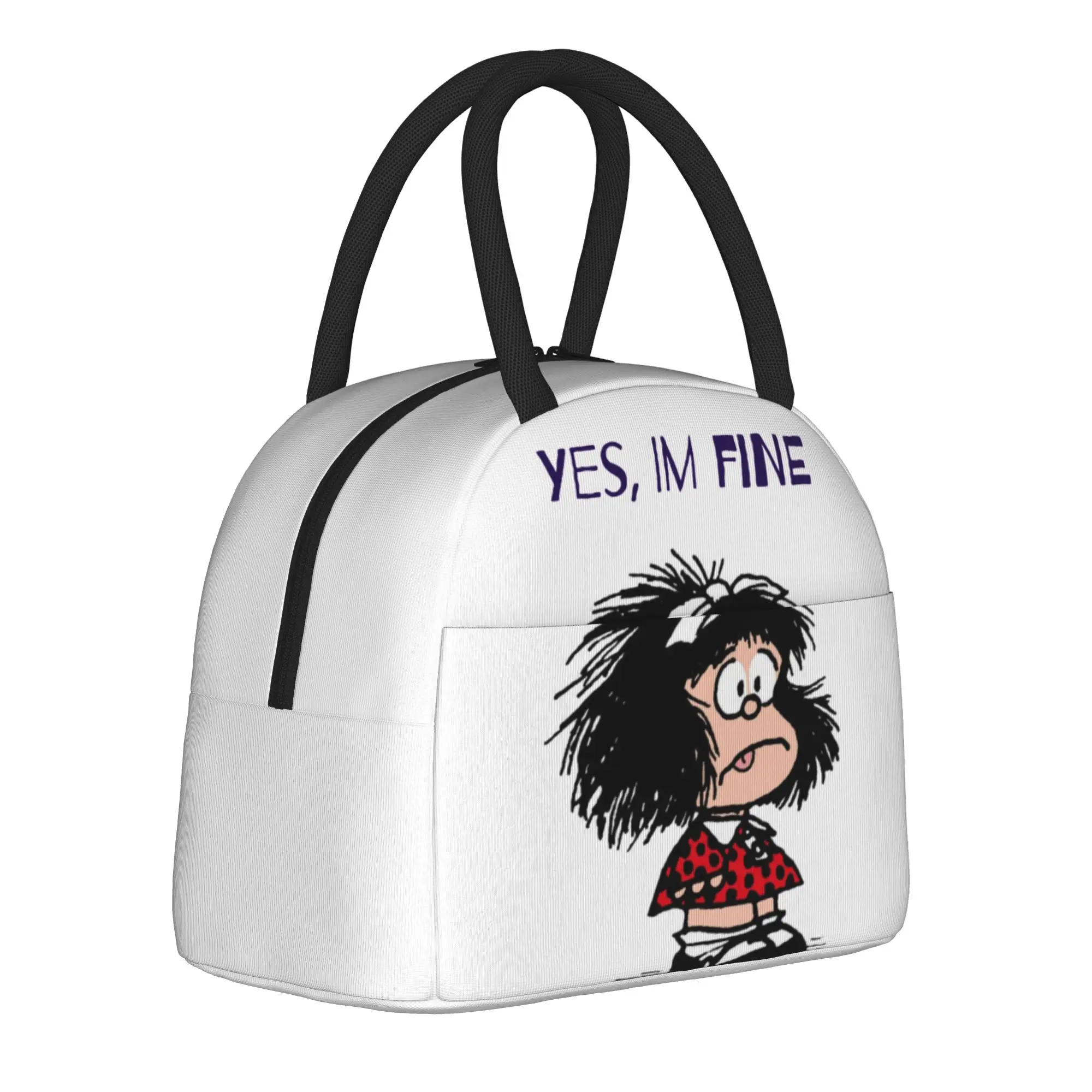 Фото Термосумка для обедов Mafalda Or Quiero Cafe с принтом в стиле Харадзюку, изолированная, для мужчин и женщин, для офиса №1