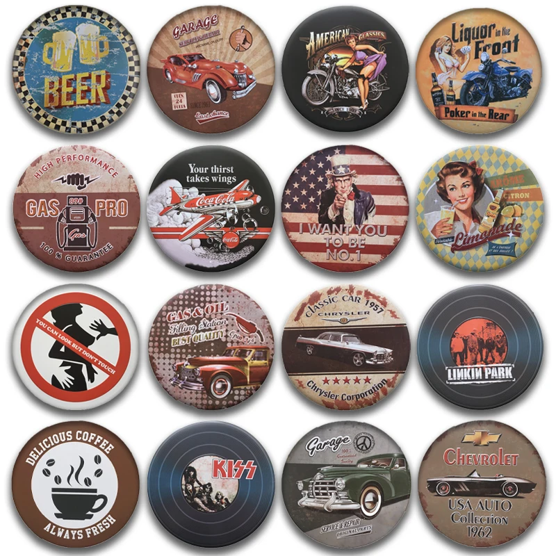 

Винтажный Route 66, автомобильный круглый металлический жестяной знак, кафе, паб, клуб, галерея, искусственная табличка, настенная подвеска, каф...