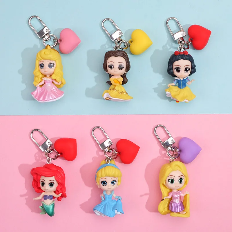 

Disney Princess Belle Aurora Rapunzel Ariel Snow White Cinderella Anime Figure Q Version Collectible Model Keychain Bag Pendant