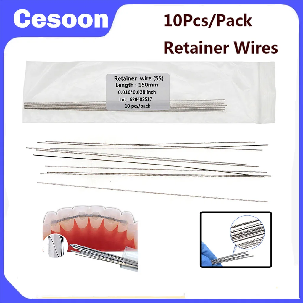 

Cesoon 10Pcs/Pack Dental Orthodontic Stainless Steel Lingual Retainer Wire Flat Plate Twist Wires Straight Dentistry Materials
