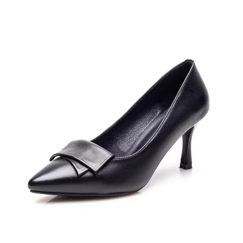 

Classic style black high-heeled shoes women's spring and autumn new stiletto temperament single shoes moccasins