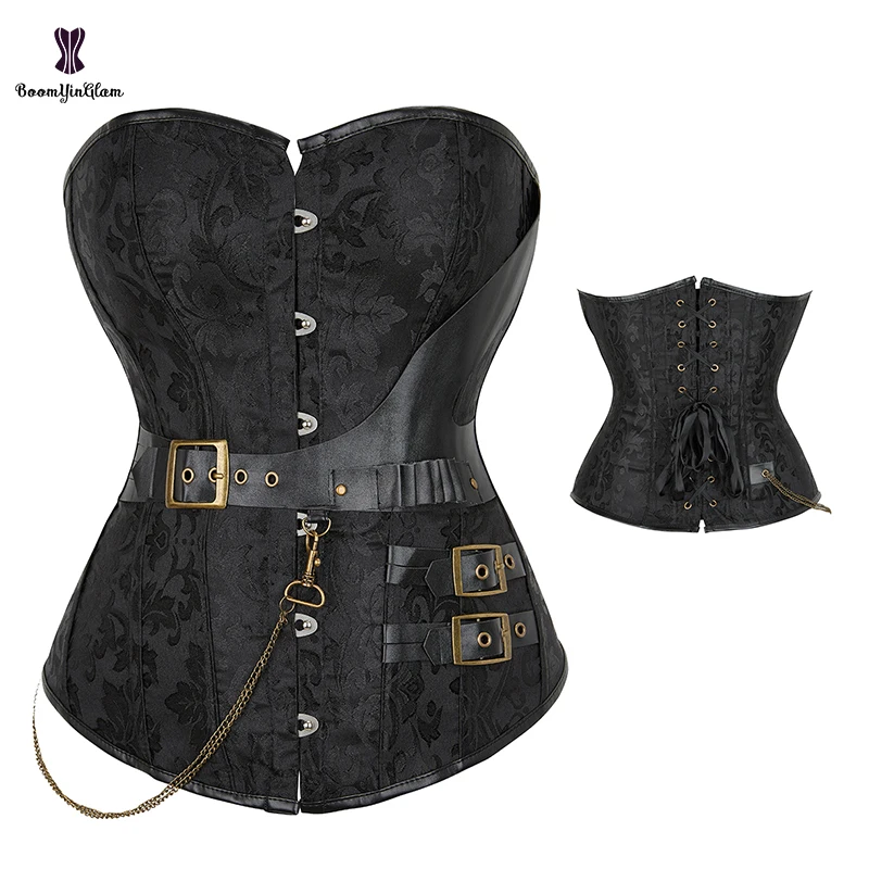 Plus Size S To 6XL Corsets Punk Style Dress With Gothic Skirt Strapless Steampunk Black Corset Top For Women