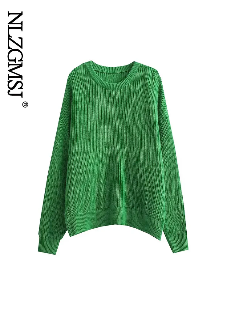 

Женский плотный вязаный свитер Nlzgmsj, повседневный Свободный пуловер с круглым вырезом и длинным рукавом, Осень-зима 2022