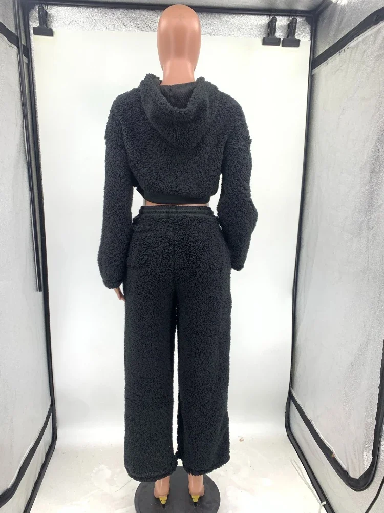 Ueteey модный флисовый шерстяной женский комплект толстовка с длинными рукавами и