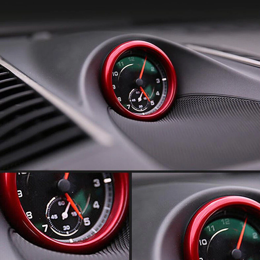 

1× Clock Trim Ring Dashboard Center Aluminum Alloy Red Center Clock Compass Cover Rust-proof Scratch-resistant