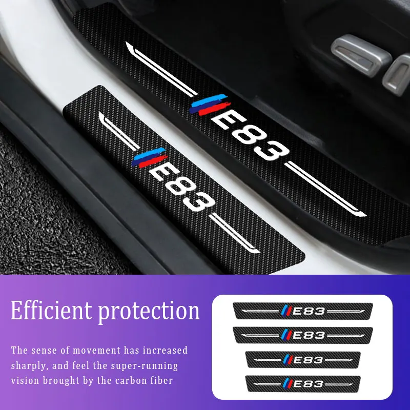 

4x Car Stickers For BMW E83 Logo Threshold Anti Scratch Door Sill Protector ​Protection Carbon Fiber Auto Accessories