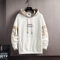 mens color block stitching hip hop streetwear letter print gradient sweatshirt spring hoodies loose unisex oversize hoodie
