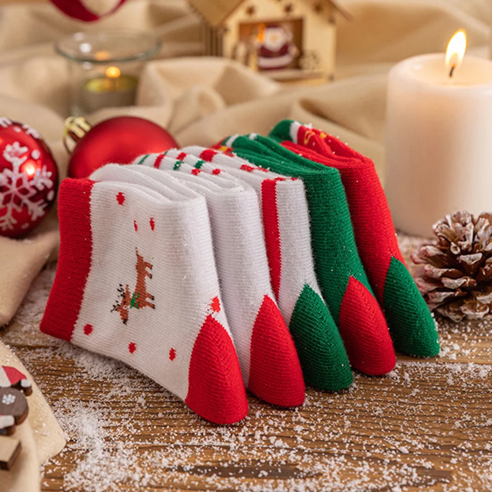 

5 Pairs Ankle Christmas Child Stockings Stuff Combed Cotton Patterned