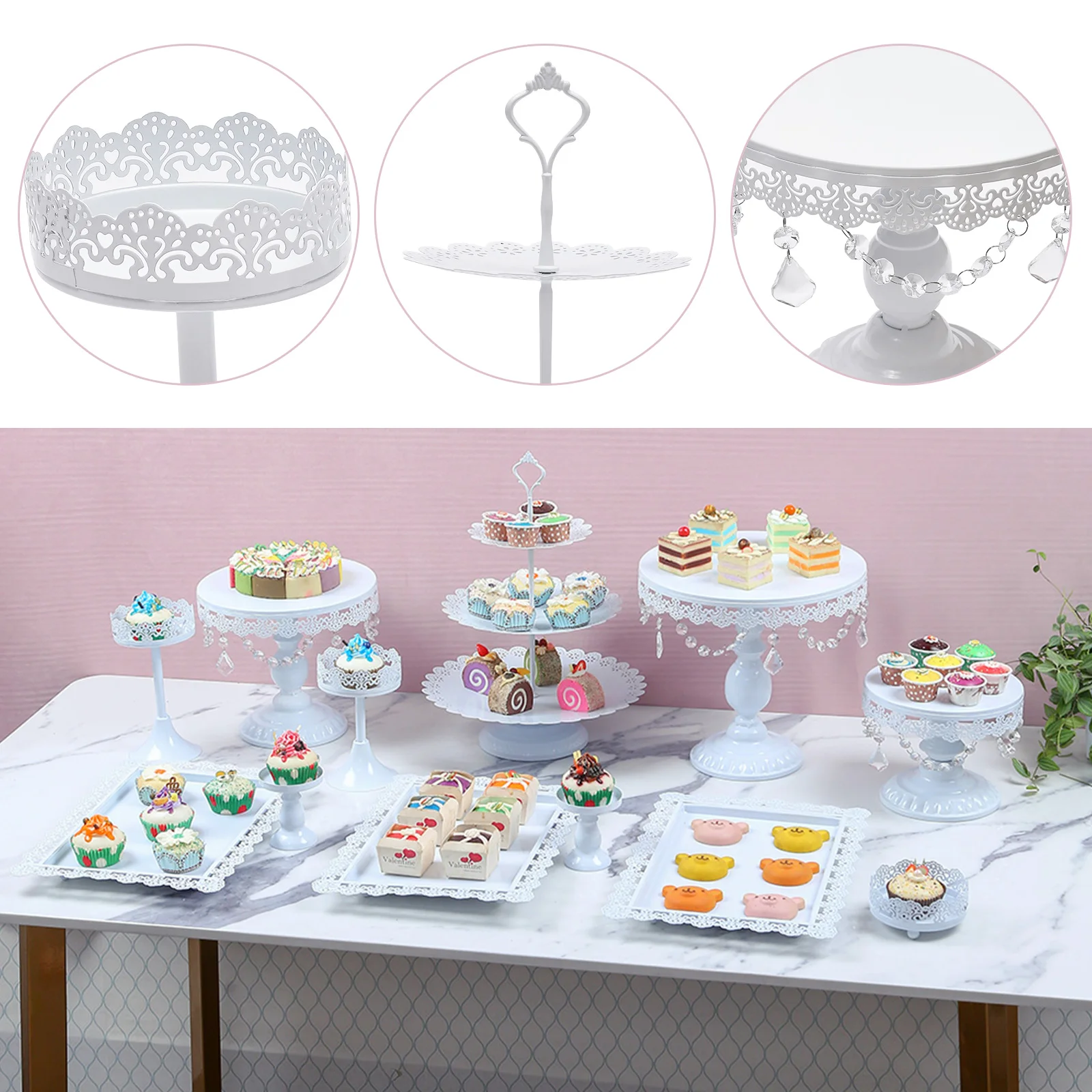 

12 Piece White Cake Stand Wedding Cake Plate Cake Stand Pastry Holder