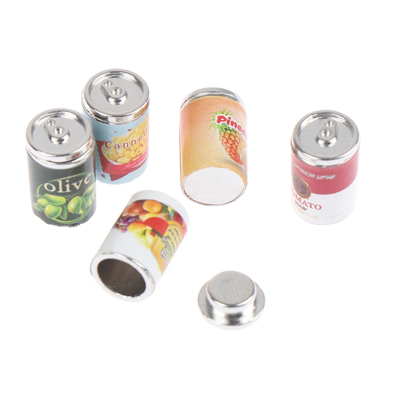 

5pcs/set Metal 1.4*0.9cm Dollhouse Fruit Can Miniature Toy Accessories Kids Gift Pretend Play Toy