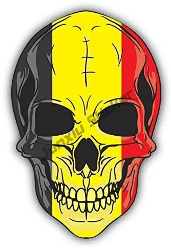

Skull Flag Belgium Vinyl Decal Sticker Waterproof Car Decal Bumper Sticker Luggage Travel Label Tag Flag Map Decal Accessories