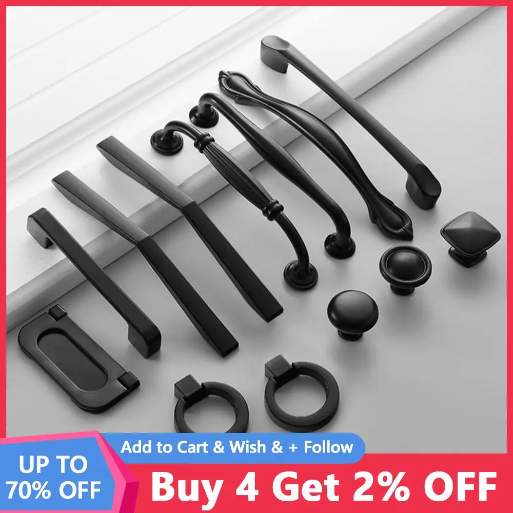 

Simple Style Knobs Black Drawer Cupboard Pull Aluminium Alloy Door Cabinets Drawers Hardware Cabinet Kitchen Furniture Handles