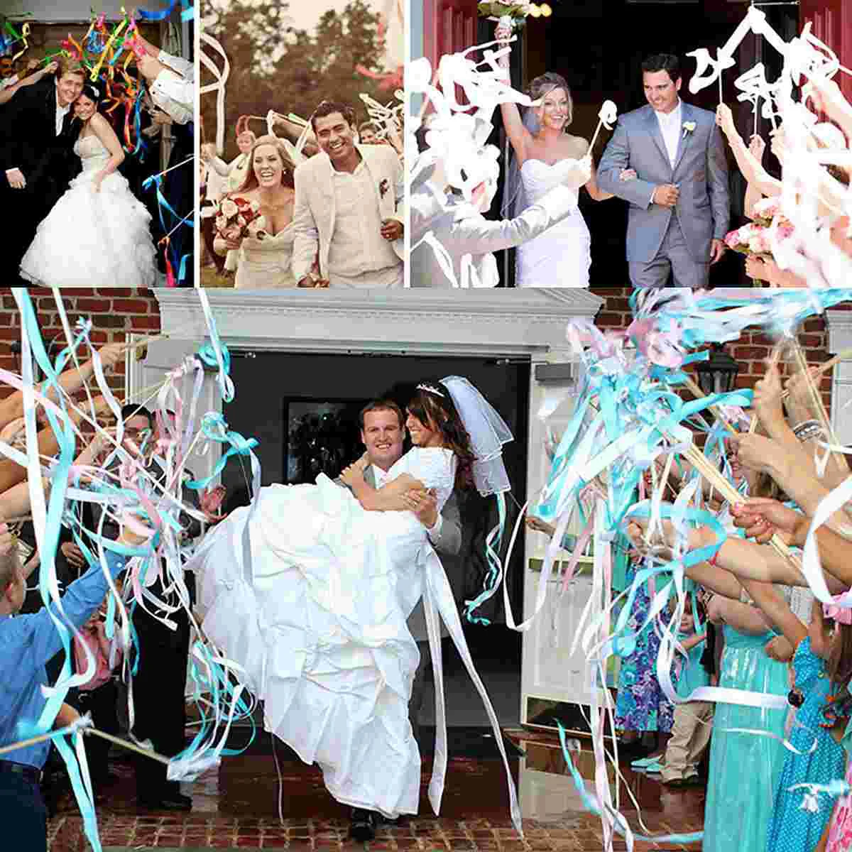 

Ribbon Wedding Wand Streamers Party Fairy Wands Stick Favors Silk Sticks Holiday Lace Ceremony Decorations Guests Outside Decor