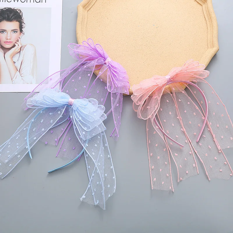 

1 шт., детский обруч для волос в горошек с бантом