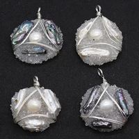 resin pearl pendant freshwater pearl round fashion thread winding stone necklace exquisite jewelry making necklace accessories