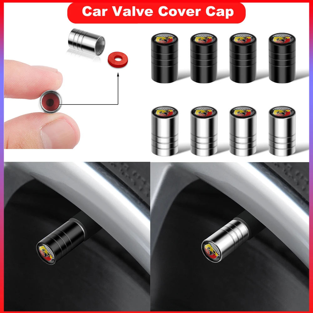 

4pcs Metal Car Wheel Tire Valve Stem Caps Cover Auto Accessories For Fiat 500 abarth ducato grande punto tipo 124 600 Panda etc