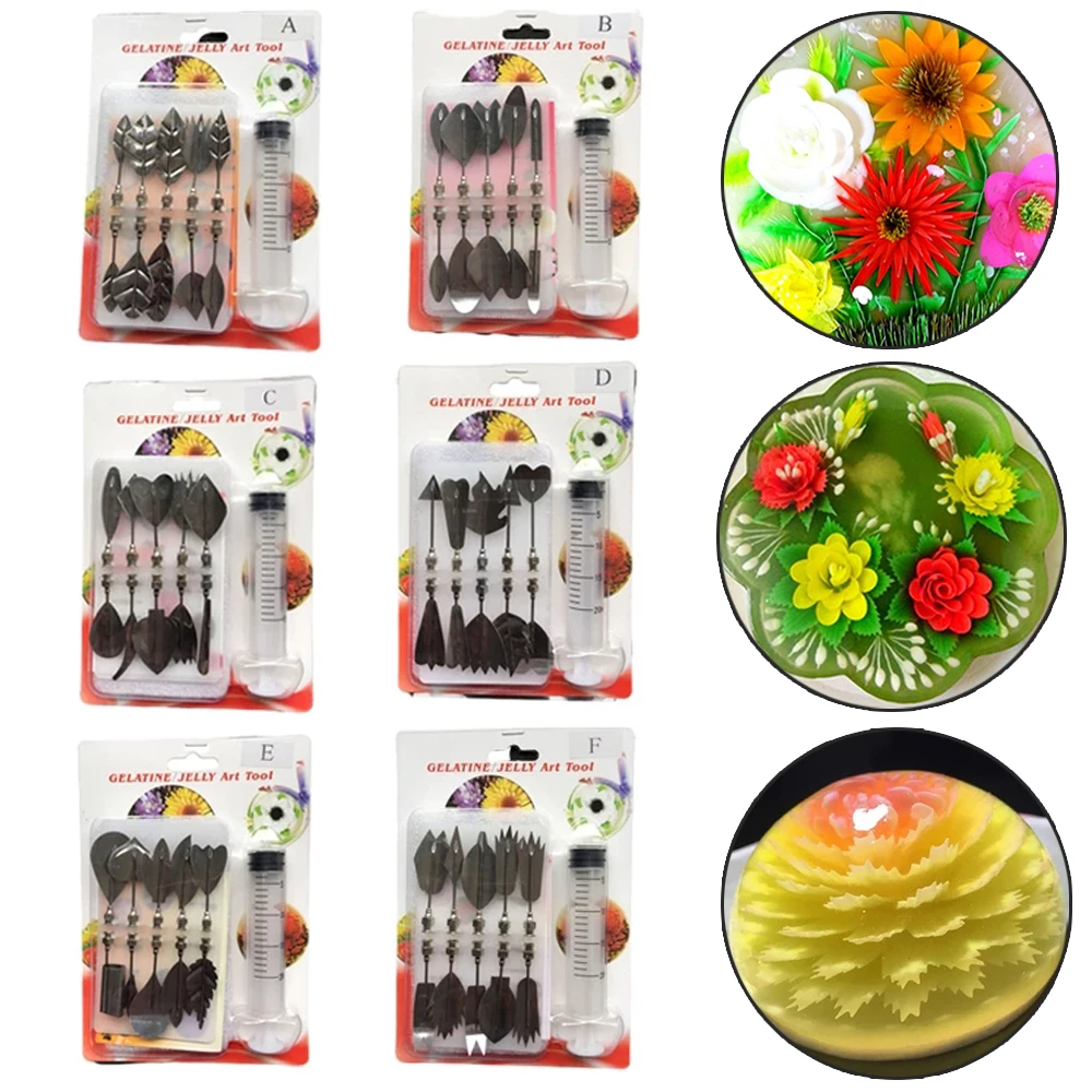 Pudding Nozzle with Syringe Tool 3D Jelly Flower Cake Jello Gelatin Art Tool Russia Nozzle DIY Party Cake Decorating Tools