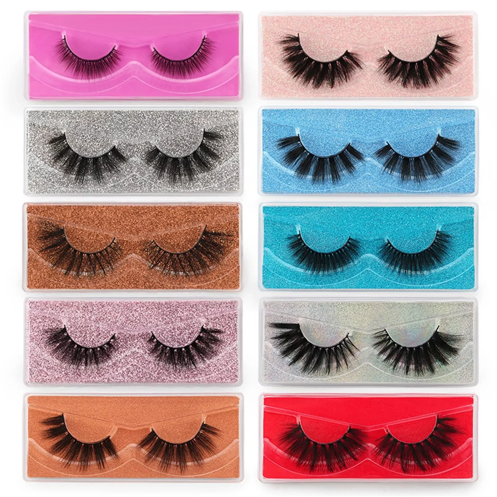 

NEW2023 Eyelash Set Kit False Eyelash Applicator Package Natural Styles Wispy Faux Mink Mixed Eyelashes Pairs 10 Pack Eyelashes