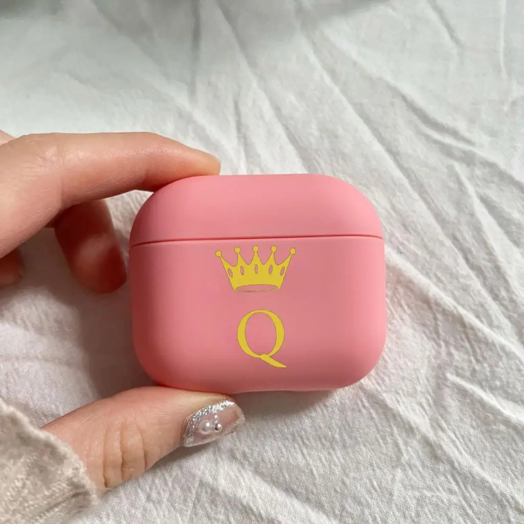 

Gold English Letter Crown Pink Soft Silicone Apple Wireless Bluetooth Headphone Case Suitable for Iphone AirPods1 2 3 Pro