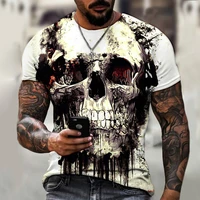 2022 fashion horror skull 3d printing mens t shirt personality trend street hip hop casual breathable oversized short sleeves