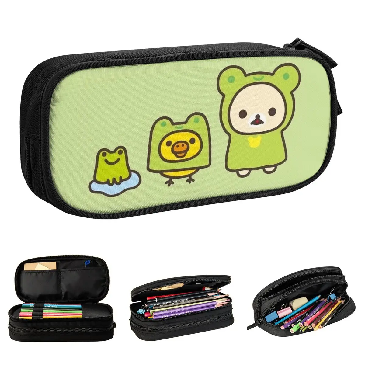 Шкатулка для ручек Frog Rilakkuma And Friends двухслойная большая емкость детский пенал