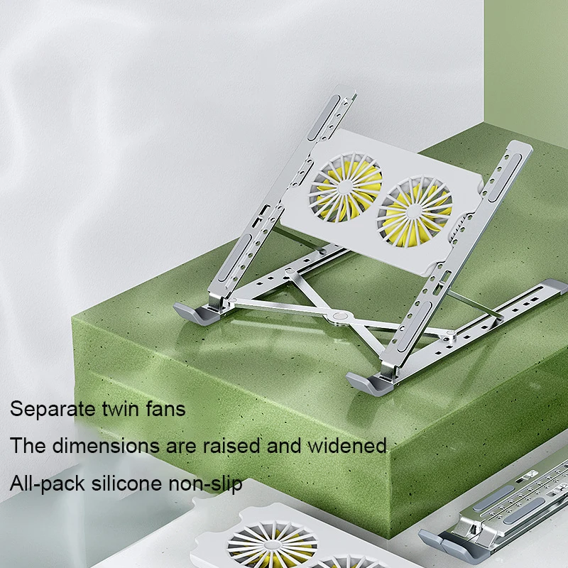 Aluminum Alloy Laptop Bracket Foldable Holder Support Dual Cooling Fan Lightweight Notebook Computer Stand With Cooler Aluminum Alloy Laptop Bracket Foldable Holder Support Dual Cooling Fan Lightweight Notebook Computer Stand With Cooler
