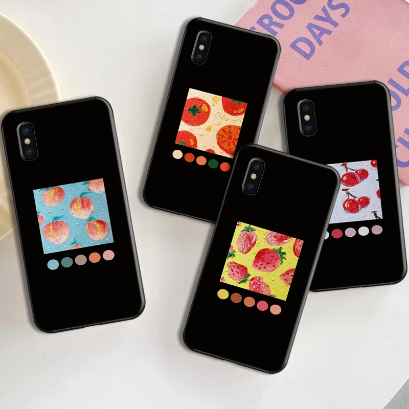 

Watercolour Fruit Phone Case For Funda iPhone 13 12 11 Pro Max 13 12 Mini X XR XS Max 6 6s 7 8 Plus Carcasa Soft Liquid Silicon